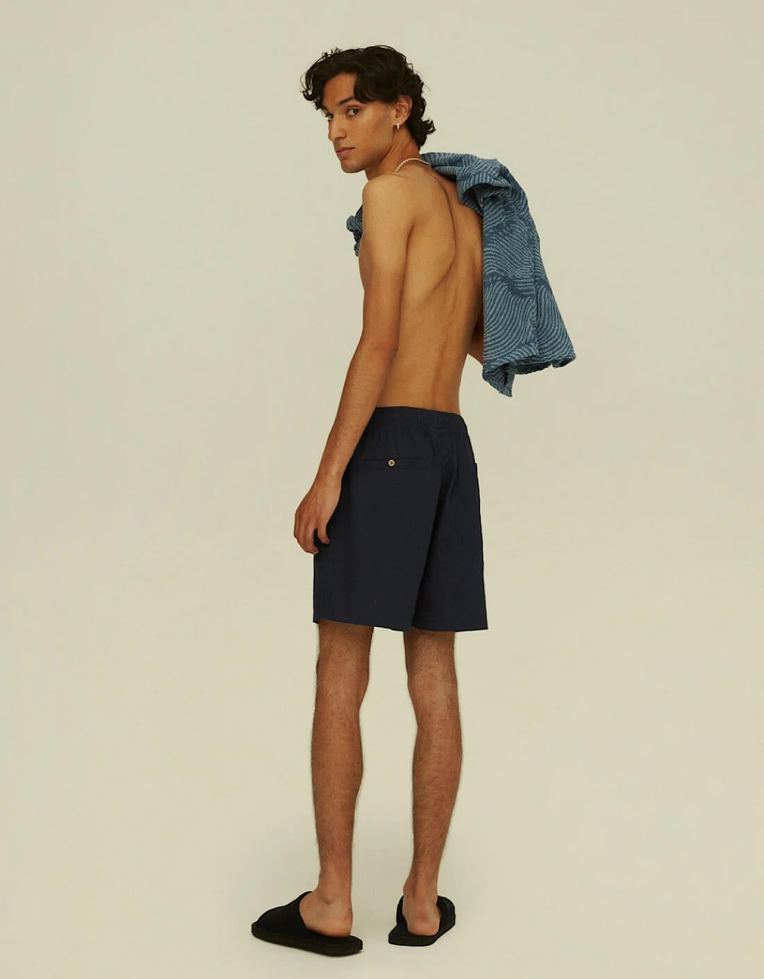 Navy Linen Shorts