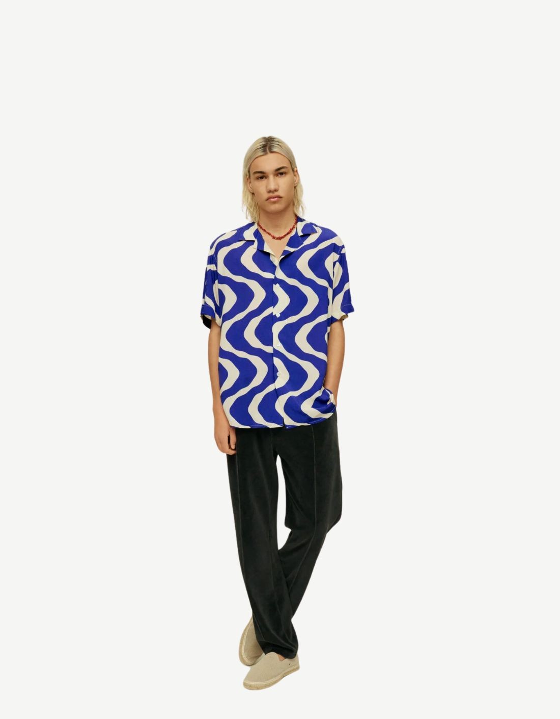 Blue Rippling Viscose Shirt