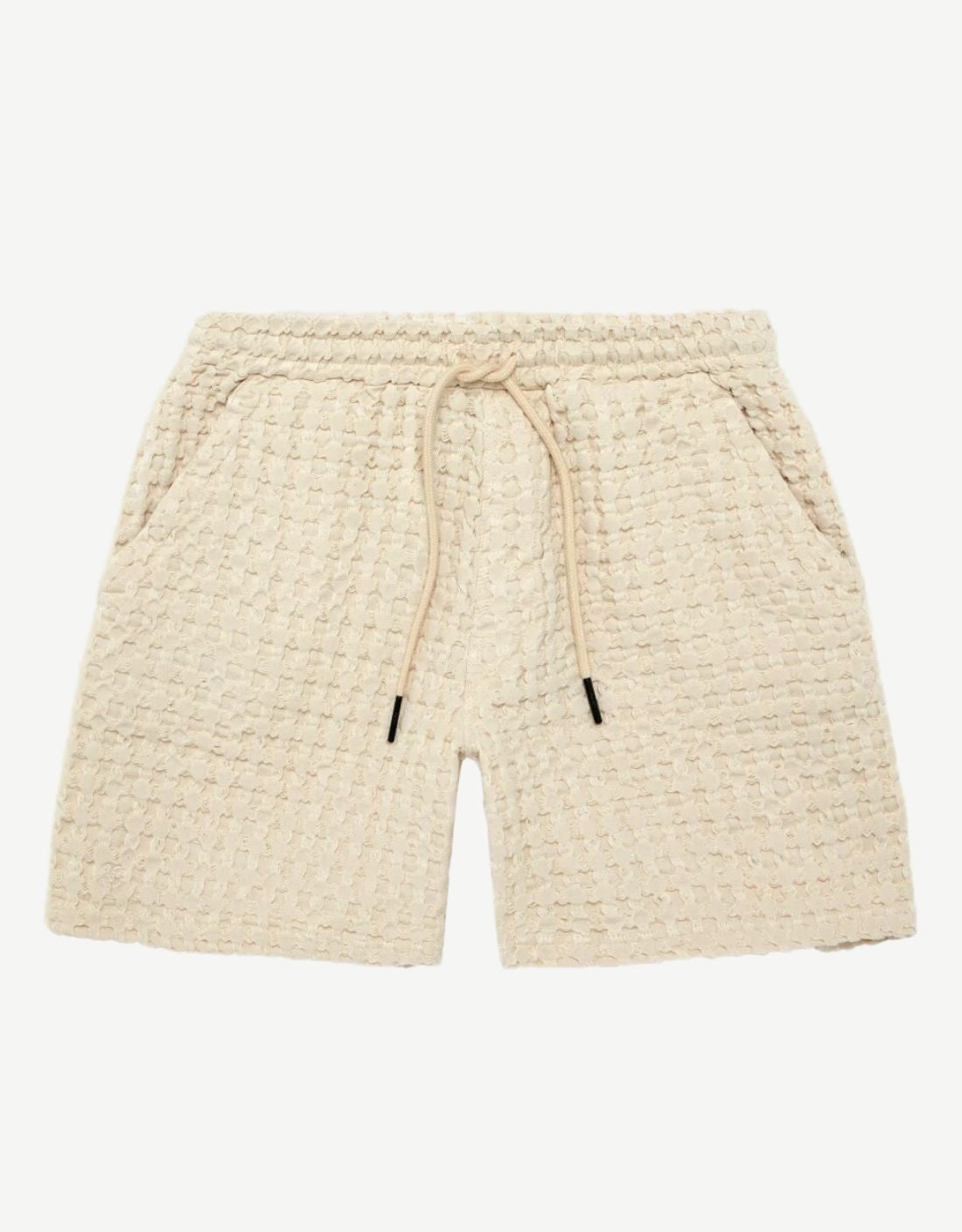 Beige Waffle Bermuda Shorts