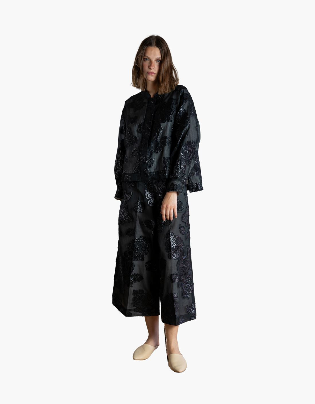 Black Brocade Pants