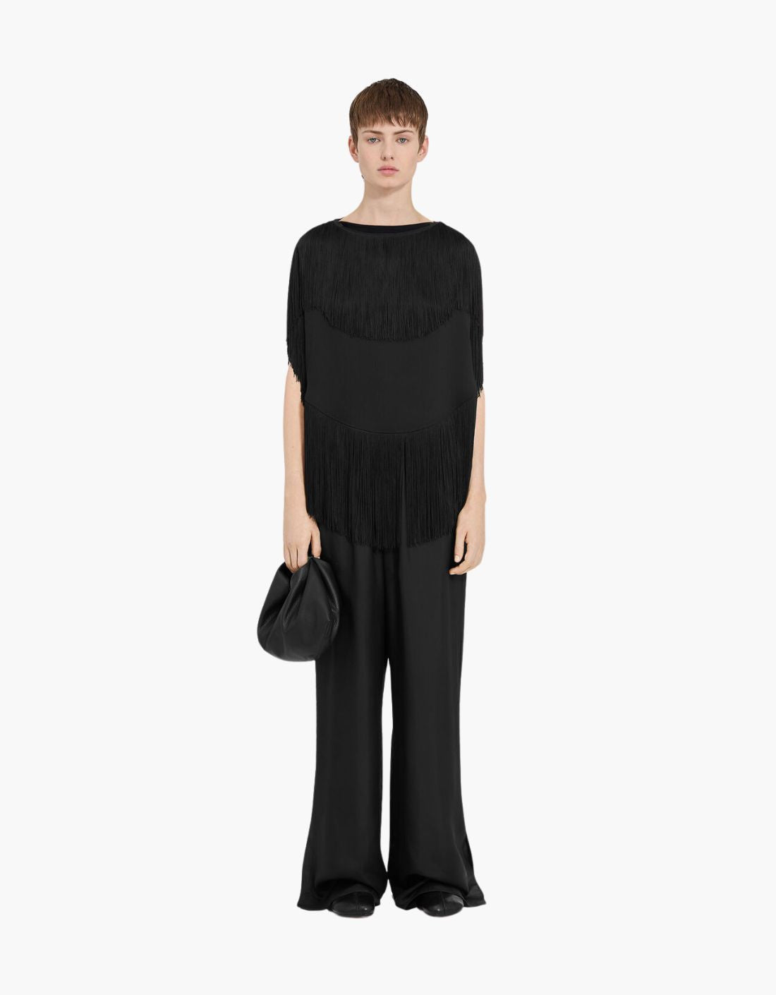 Round neck top with fringes MM6
