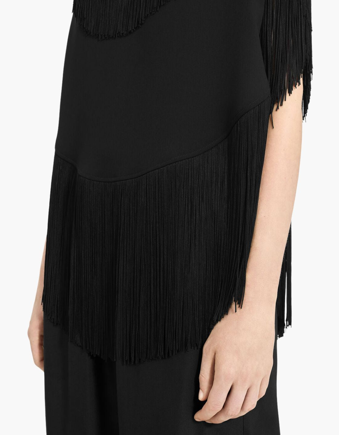Round neck top with fringes MM6