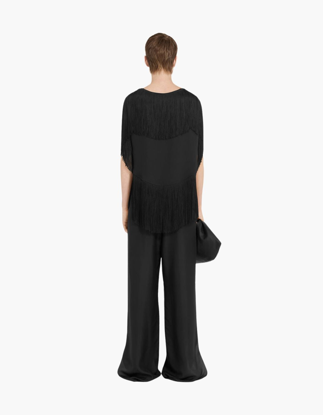 Round neck top with fringes MM6