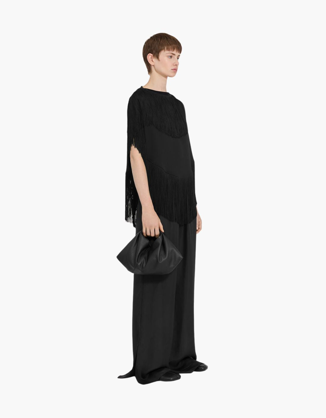 Round neck top with fringes MM6