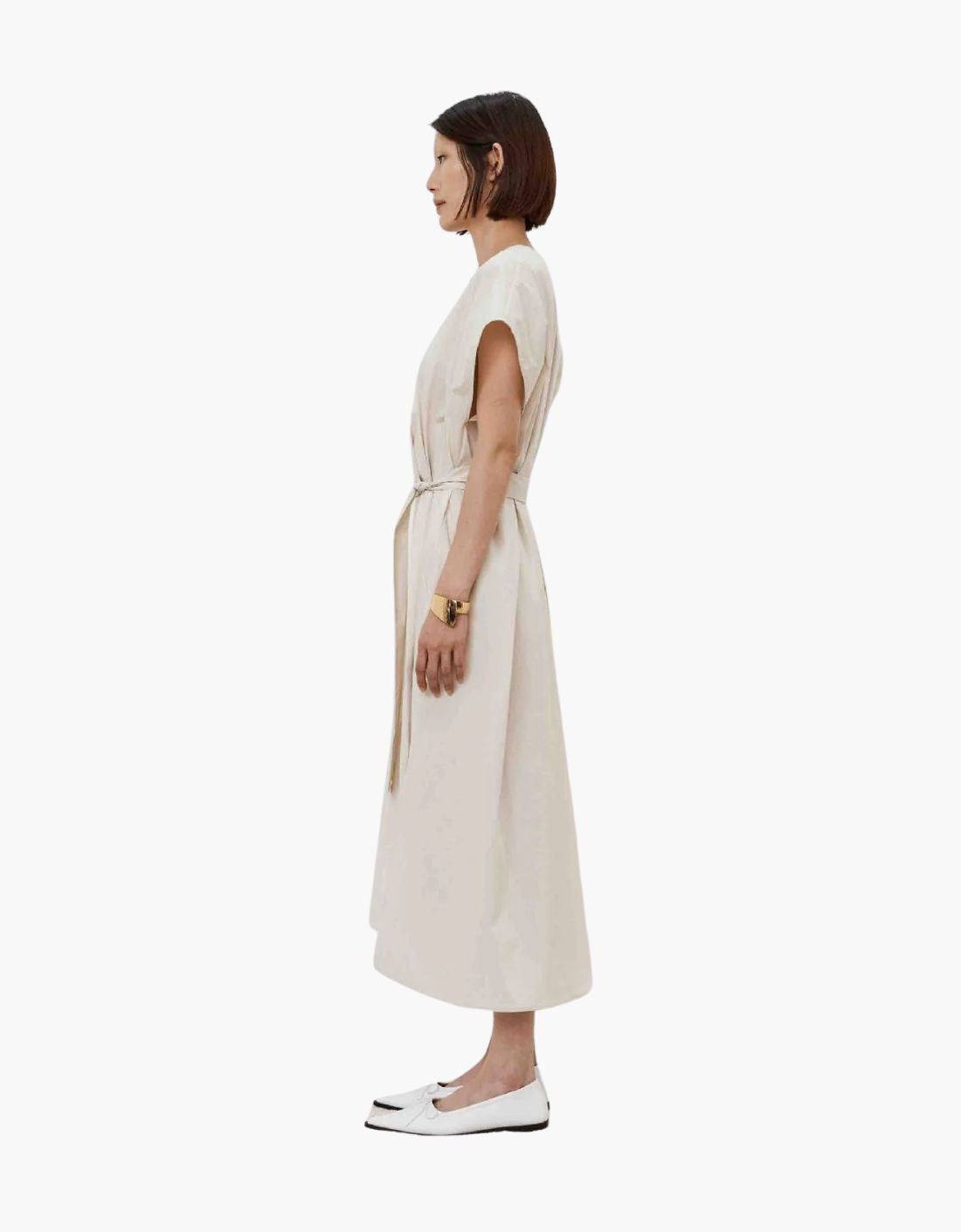 "Plumeria" pleated detail dress