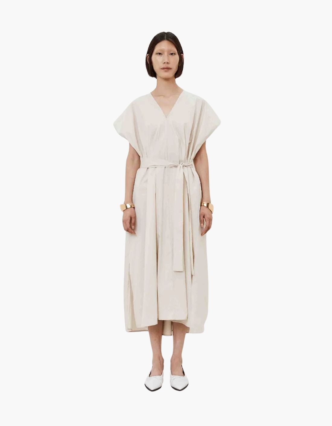 "Plumeria" pleated detail dress
