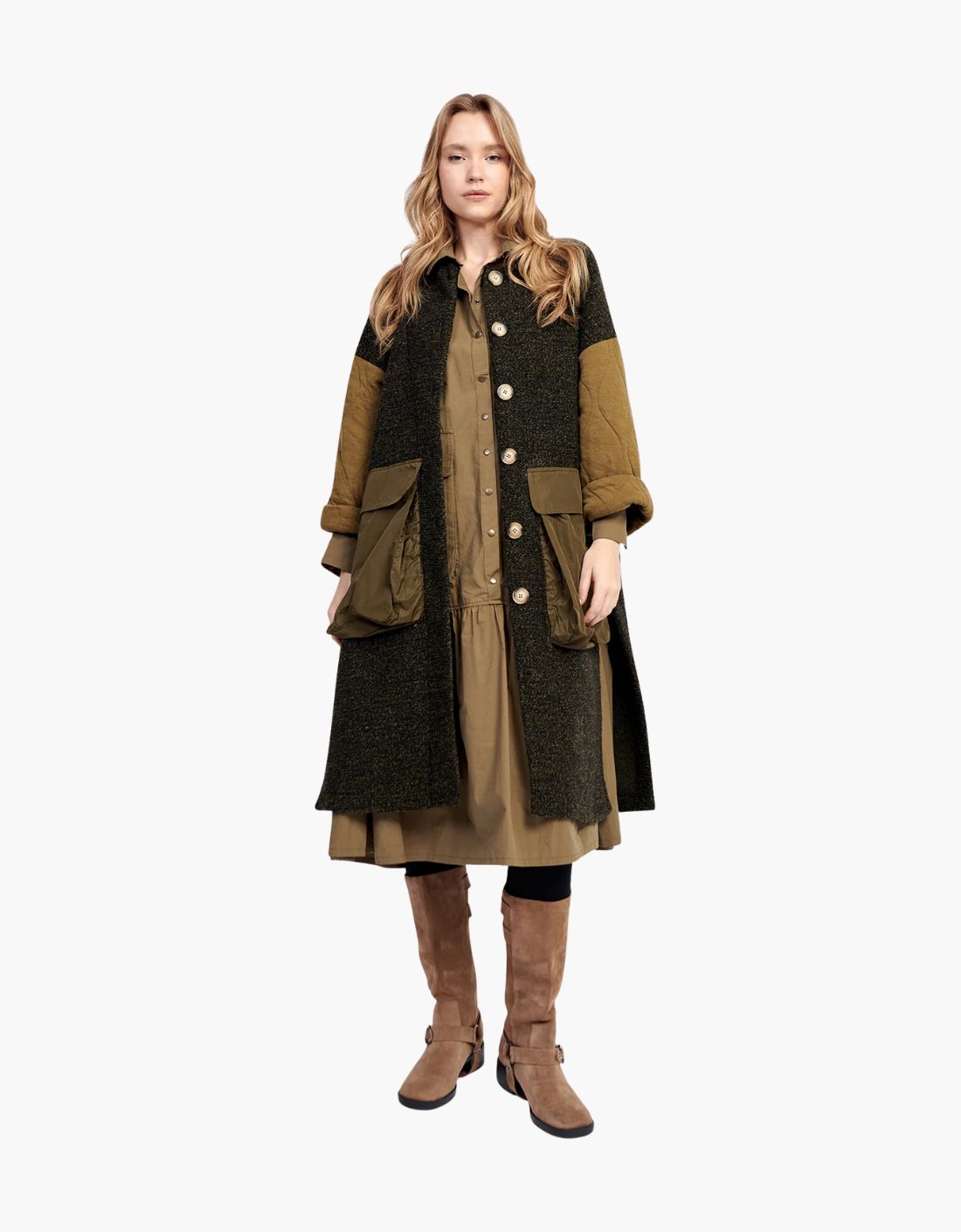 Urban Citadel maxi knit coat with padded sleeves