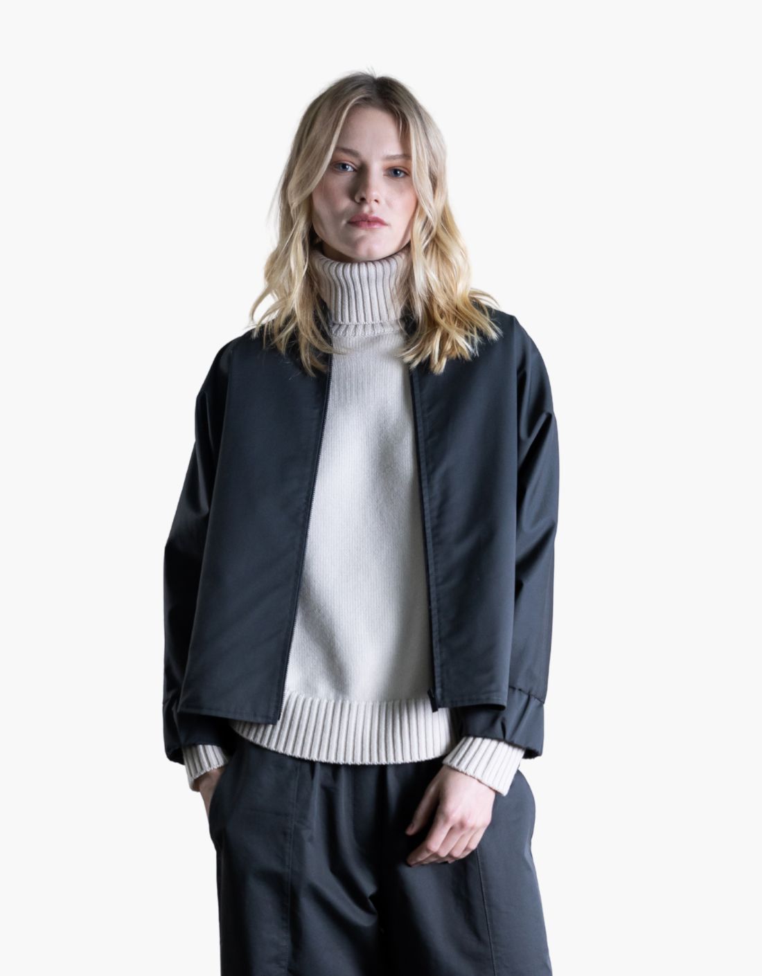 Chaqueta Zipper Algodón satinada