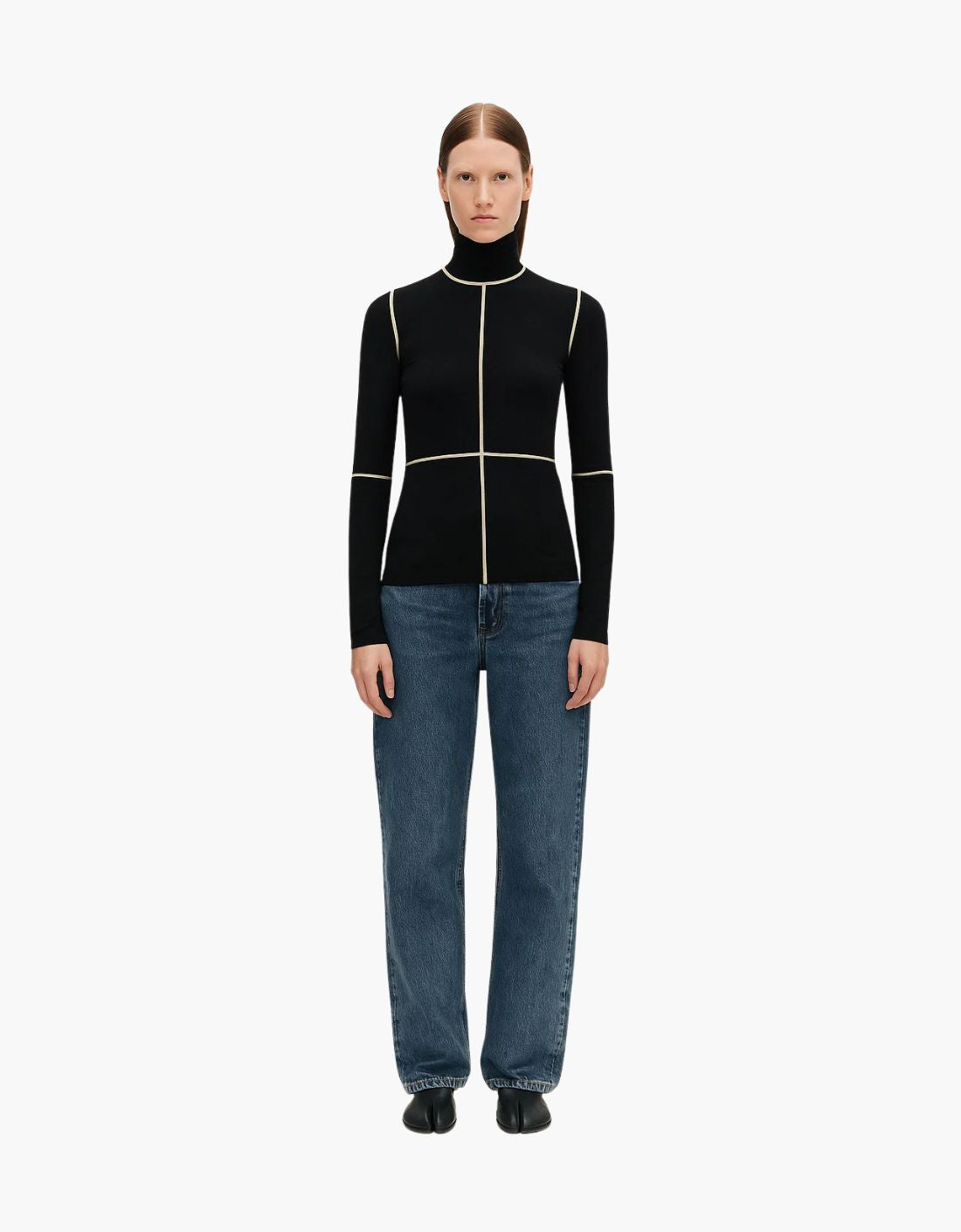 High-neck fitted T-shirt "Linear" - MM6