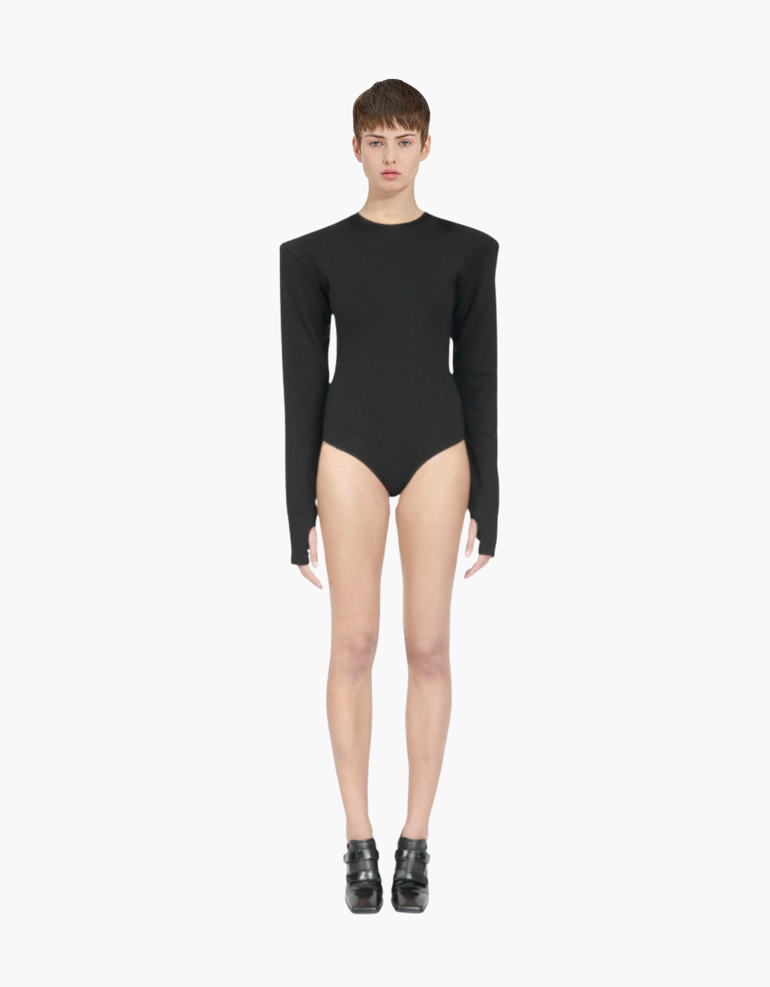 Extra-long-sleeved bodysuit with shoulder pads "Structure" - MM6