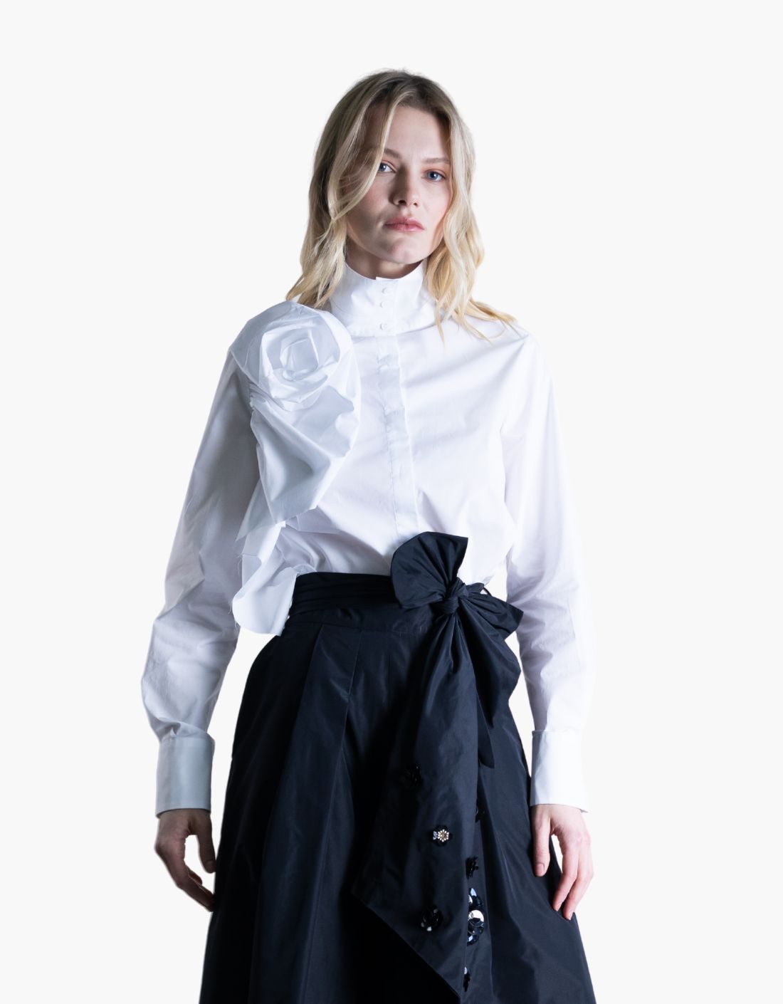 Camisa algodon popelin media flor