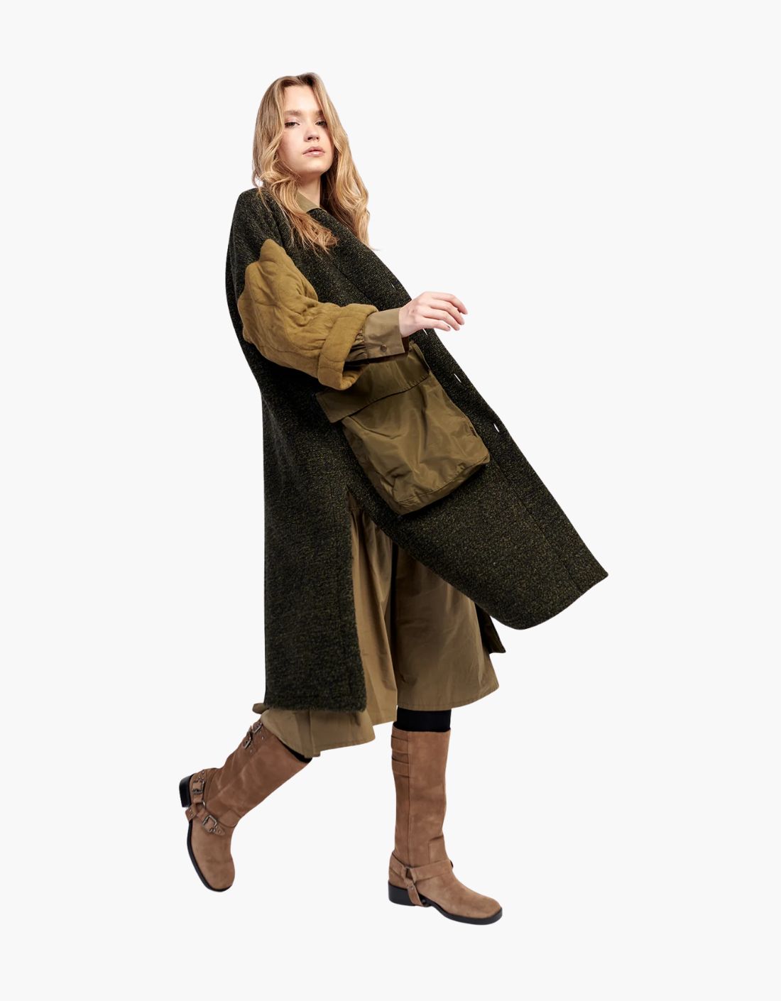 Urban Citadel maxi knit coat with padded sleeves