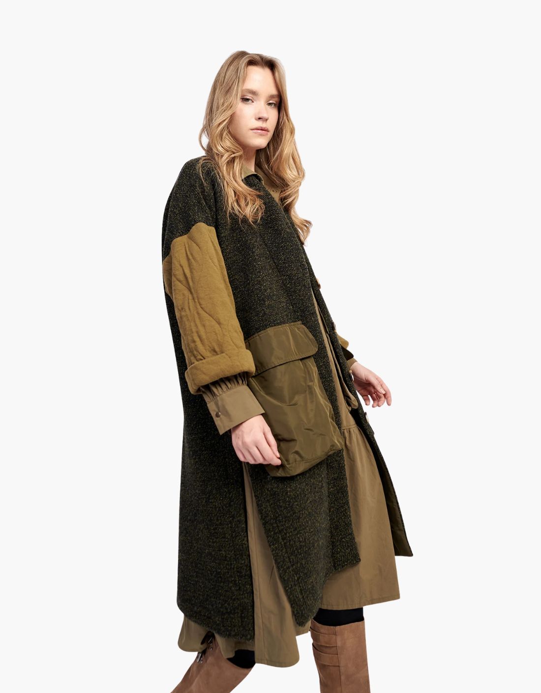 Urban Citadel maxi knit coat with padded sleeves
