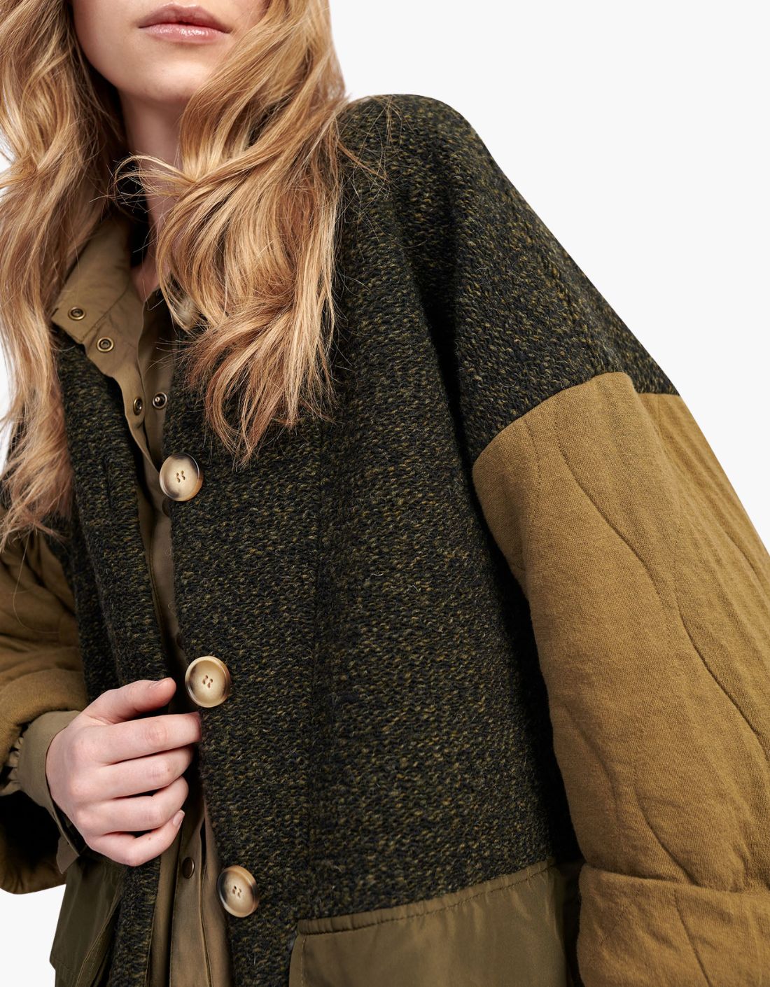 Urban Citadel maxi knit coat with padded sleeves