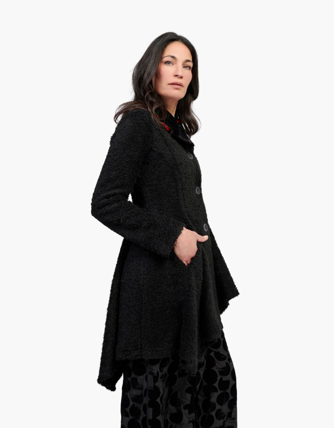 Chaqueta bouclé cuello terciopelo "Roses"