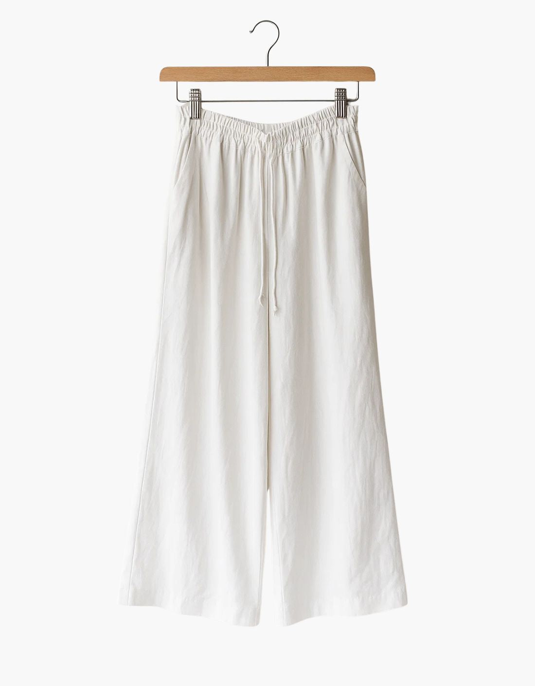 White wide linen pants
