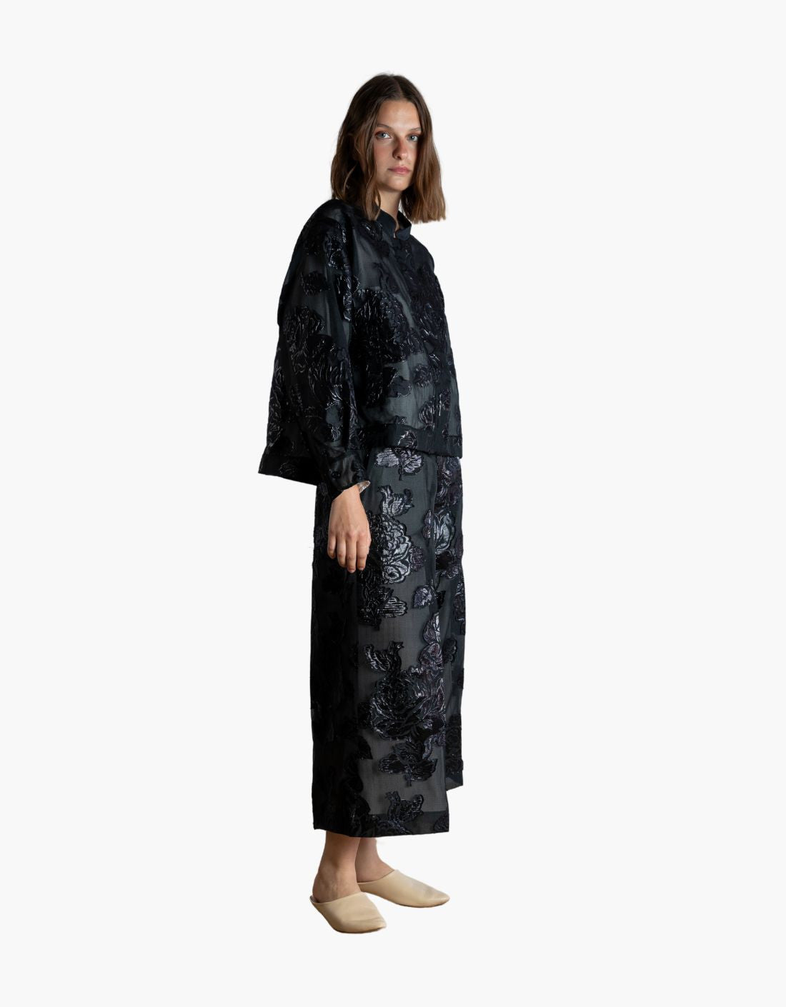Pantalón Brocado Negro