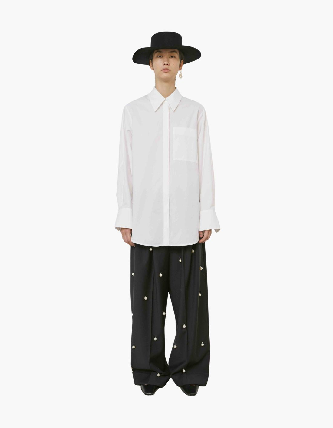 Pantalon de traje amplio con perlas "Isotta"