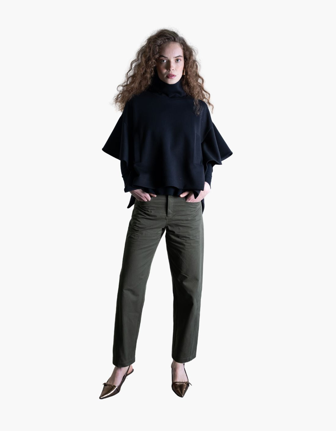 Camiseta poncho cuello alto