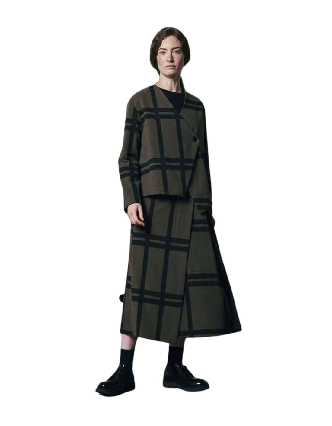Chaqueta asimetrica botón "Maxicheck Brush"