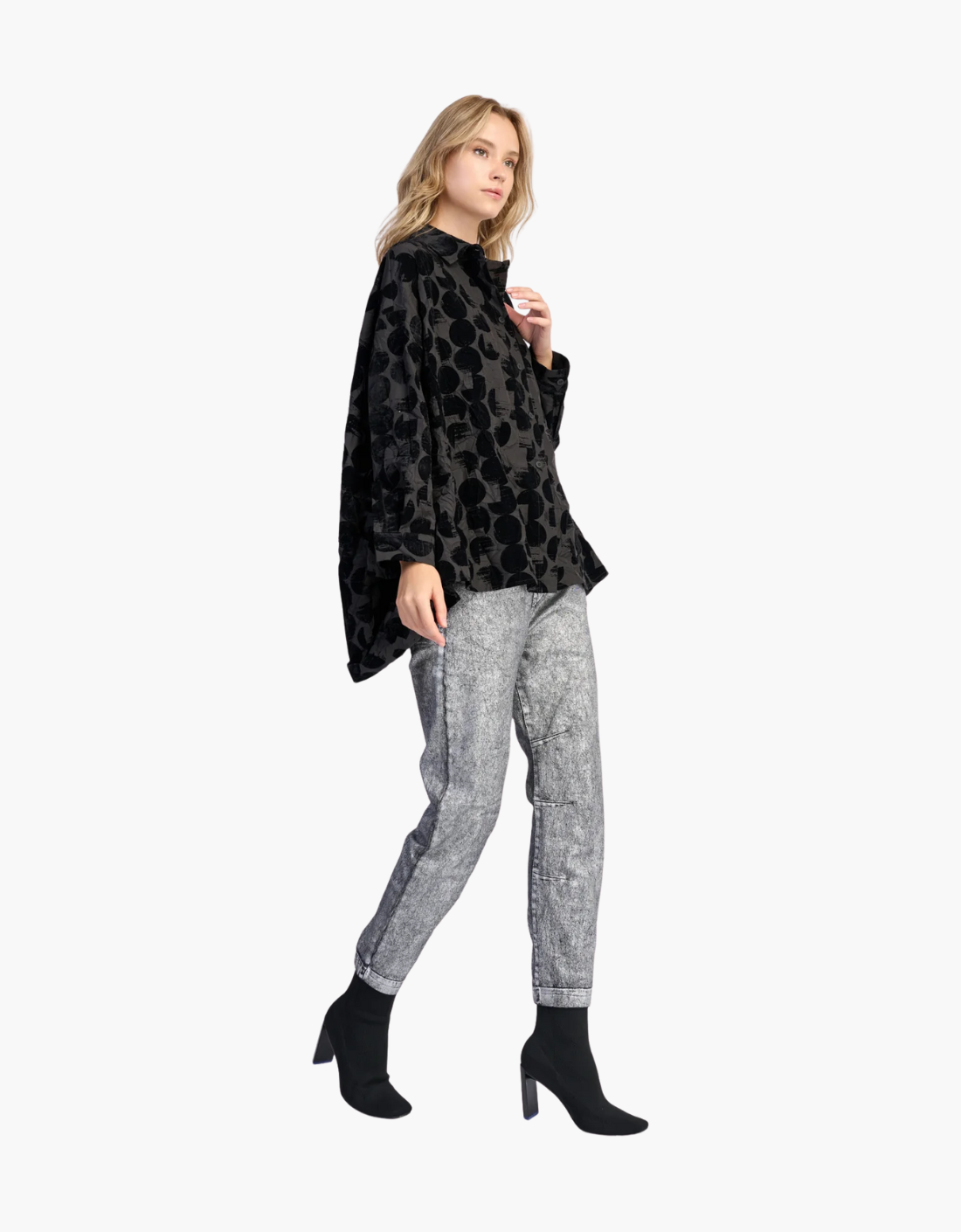 Blusa amplia detalles terciopelo "Crescent"